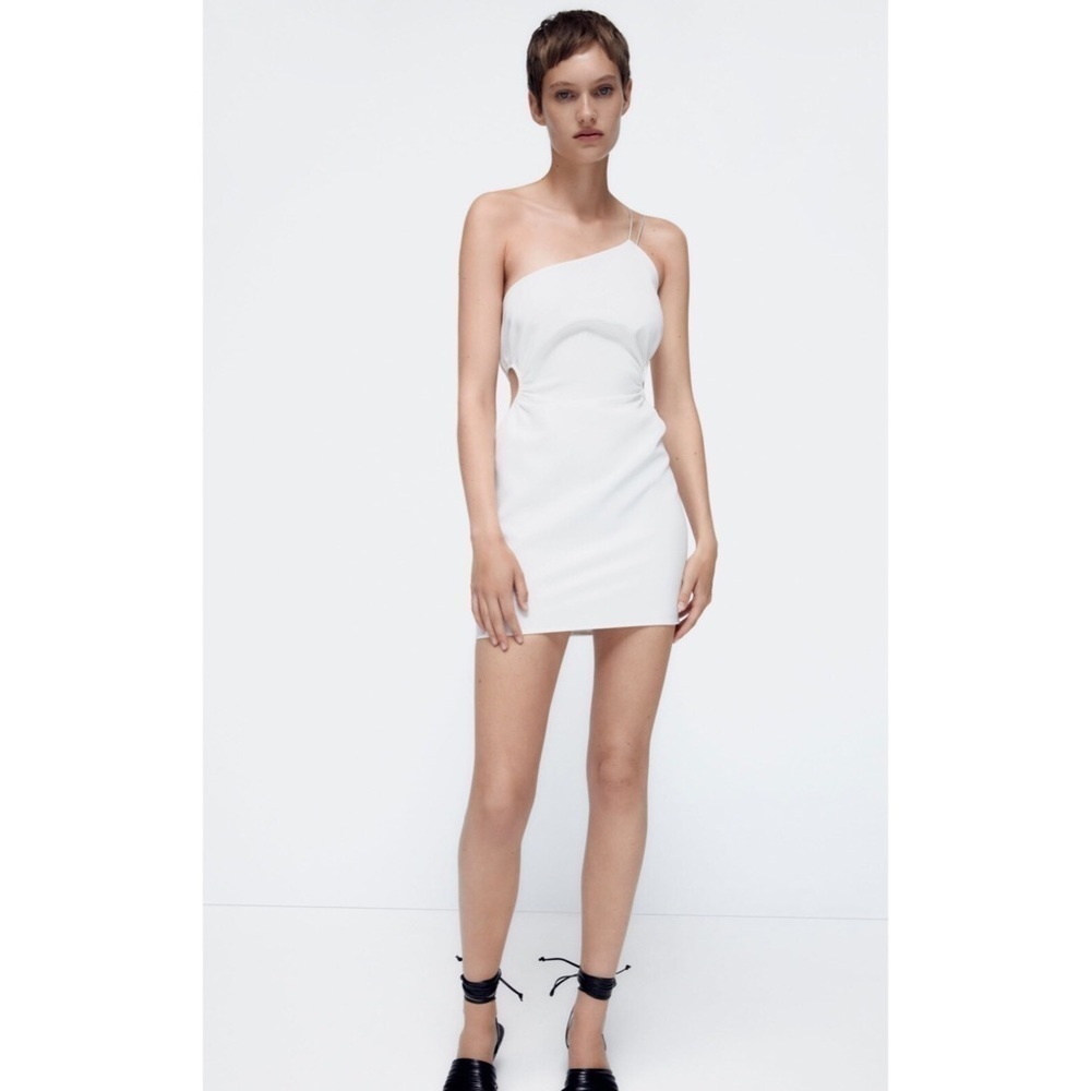 NWT Zara White Linen Mini Dress - Picture 2 of 9